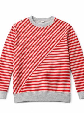 easel Red and Light Gray Striped Crewneck Sweater